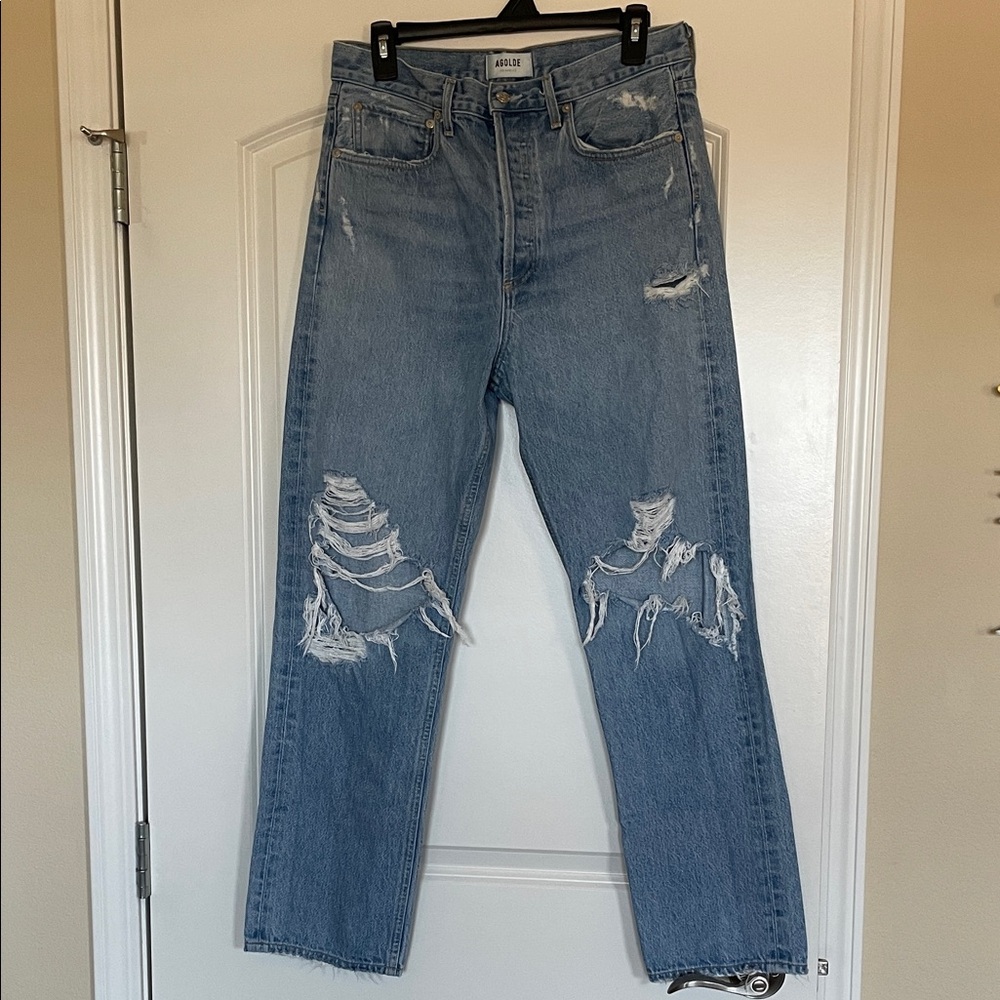 Distressed Blue Jeans